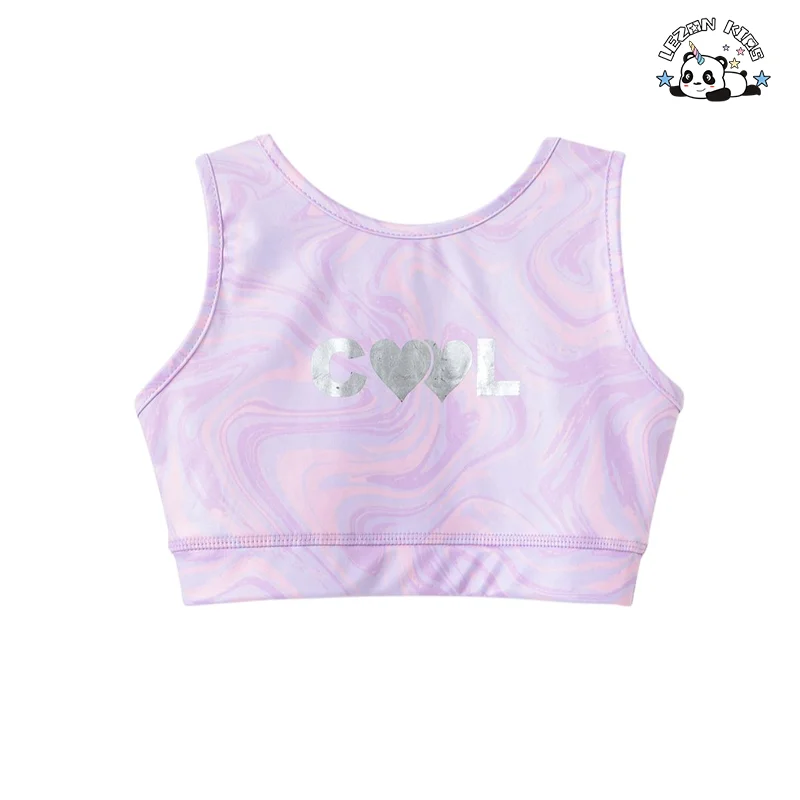 LEZONKIDS - New Customized Metallic Printing Vest and Legging Two Pieces Outfits Kids Jogger Set for Summer
